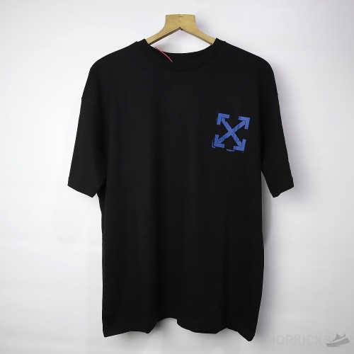 Off-White Blue Paint Print Black T-Shirt